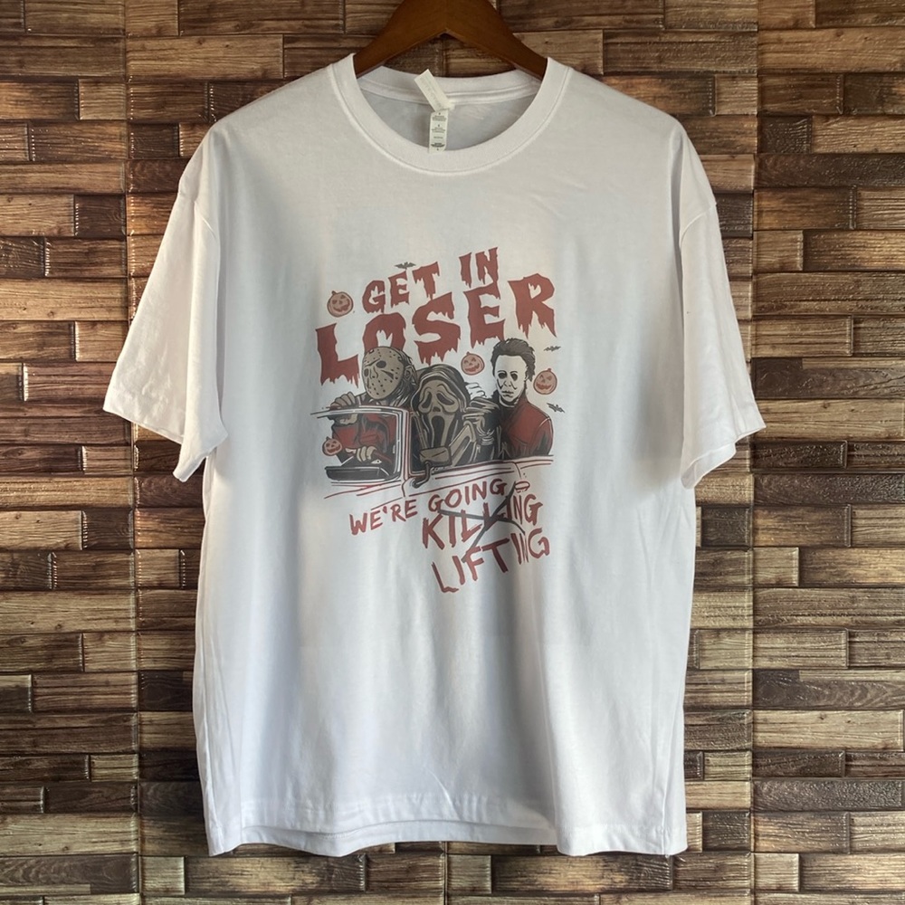 Pre owned  Horror Movie Character  T Shirt Large White Bella + Canvas Unisex
